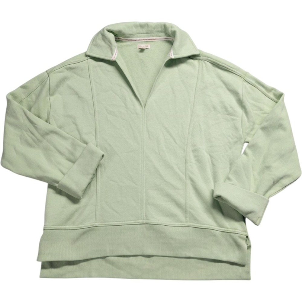 Pilcro Anthropologie V-Neck Sweatshirt Sage Green Seam Detail XXS Pullover